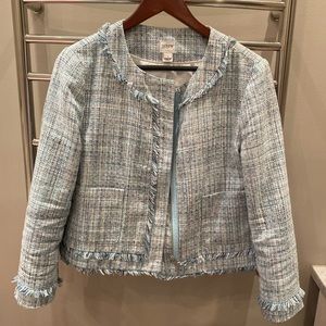 J Crew tweed fringe blazer